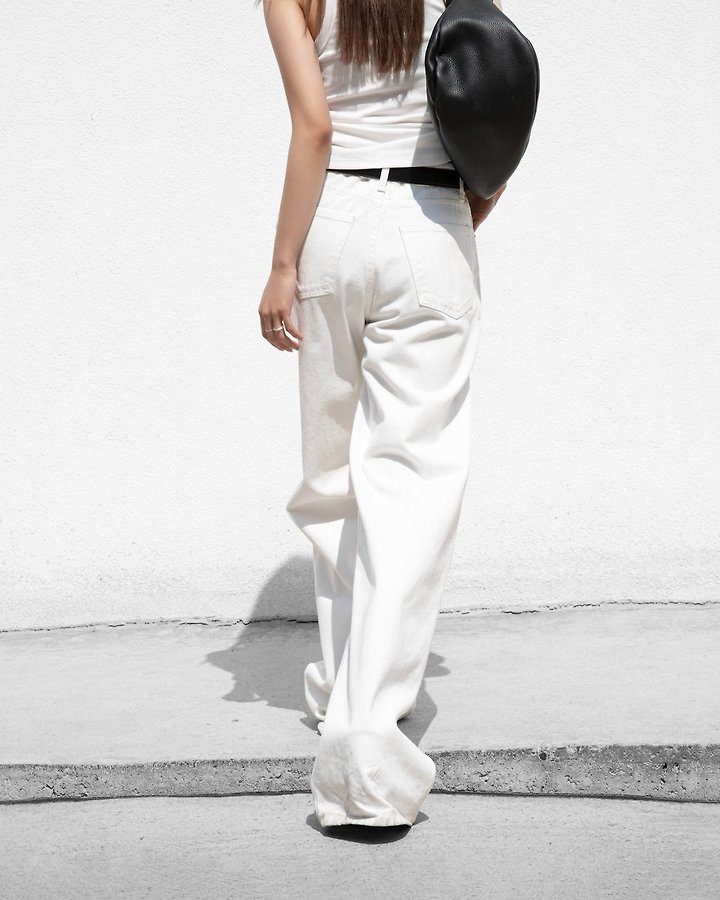 Paper Moon - Korean Women Fashion - #momslook - High Rise Wide Leg White Denim Pants - 5