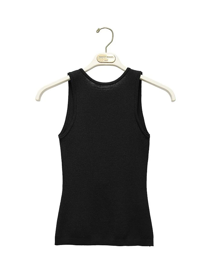 Paper Moon - Korean Women Fashion - #momslook - Classic Back Less Detail Sleeveless Knit Top - 7