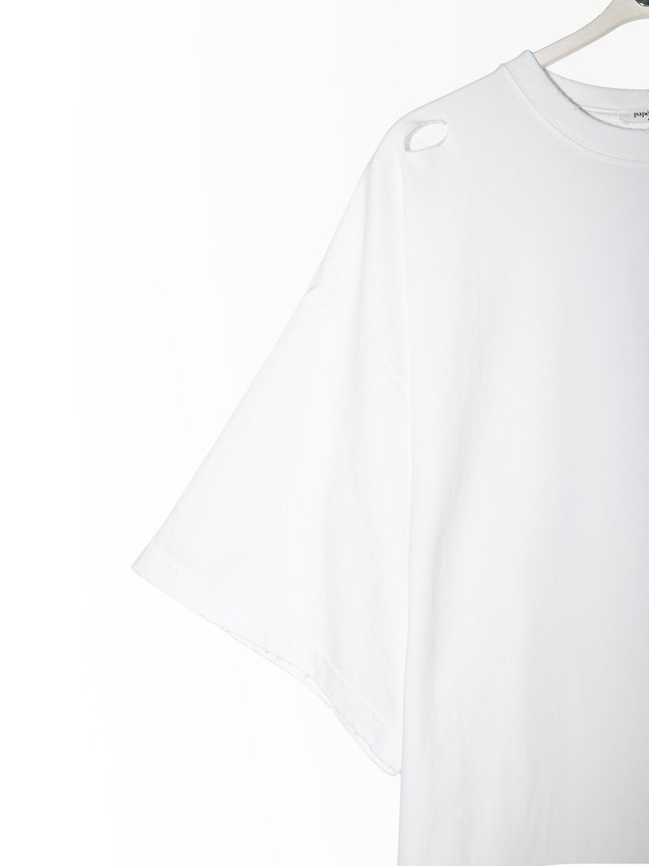 Paper Moon - Korean Women Fashion - #momslook - Oversized Pigment Cutted Detail Tee - 7