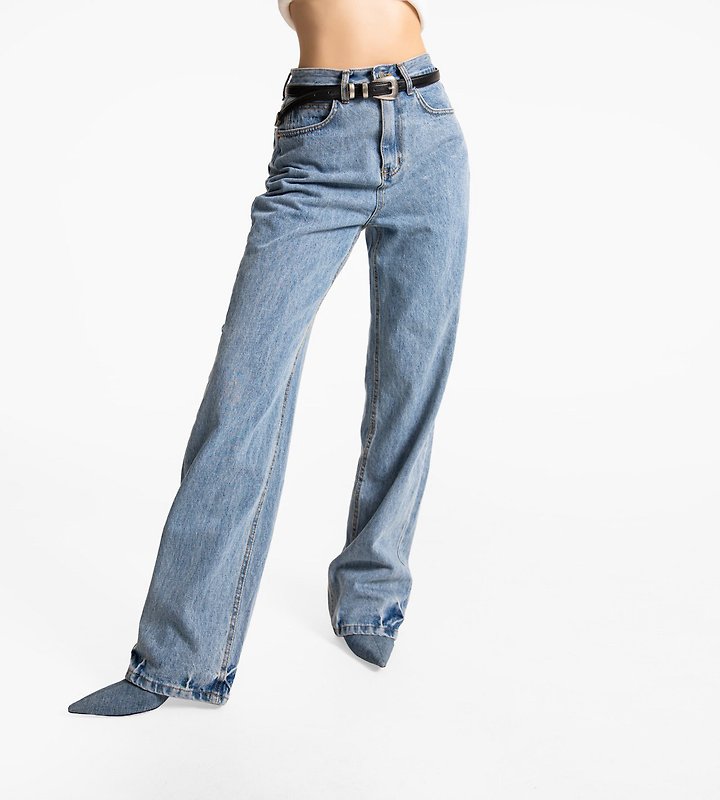 Paper Moon - Korean Women Fashion - #momslook - Classic Domingo Detail Straight Denim Pants - 2