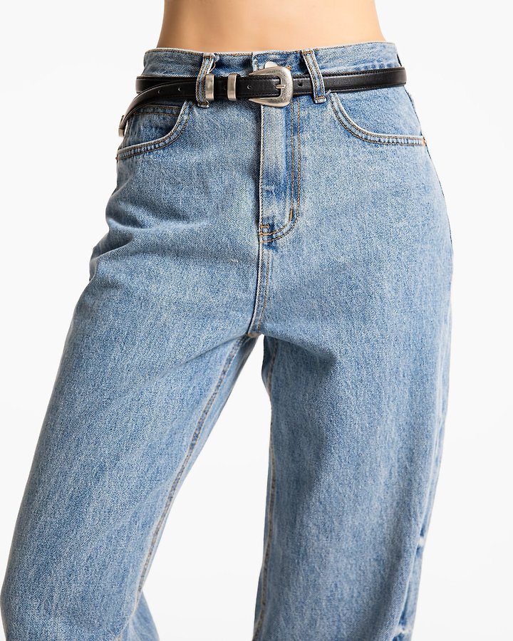 Paper Moon - Korean Women Fashion - #womensfashion - Classic Domingo Detail Straight Denim Pants - 4