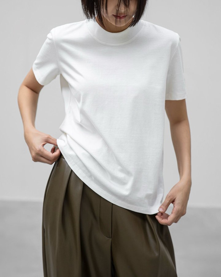 Paper Moon - Korean Women Fashion - #momslook - Crew Neck Round Slim Tee