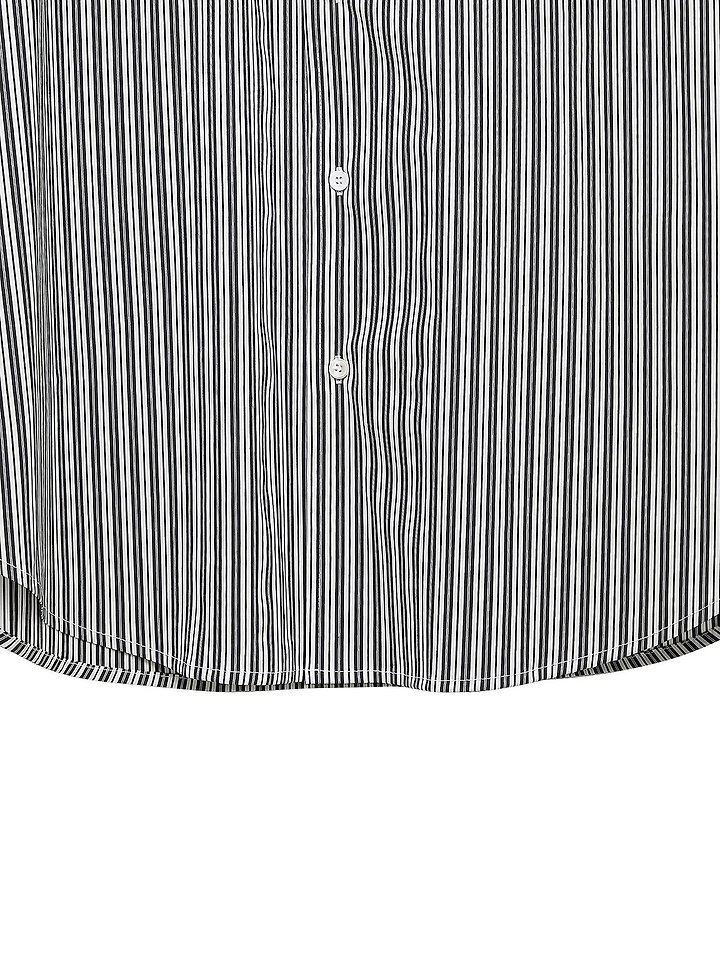 Paper Moon - Korean Women Fashion - #momslook - Boyfriend Fit Oversized Striped Button Down Shirt - 8