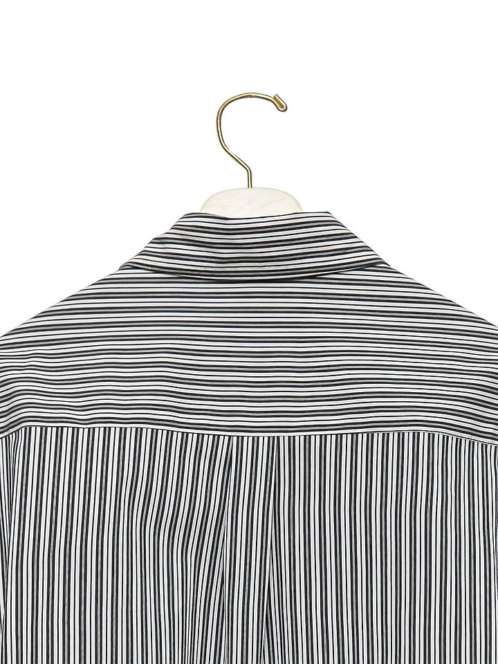 Paper Moon - Korean Women Fashion - #momslook - Boyfriend Fit Oversized Striped Button Down Shirt - 9