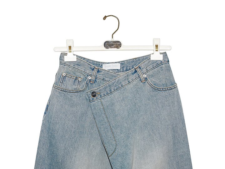 Paper Moon - Korean Women Fashion - #momslook - Wrap Detail Wide Denim Jeans - 6