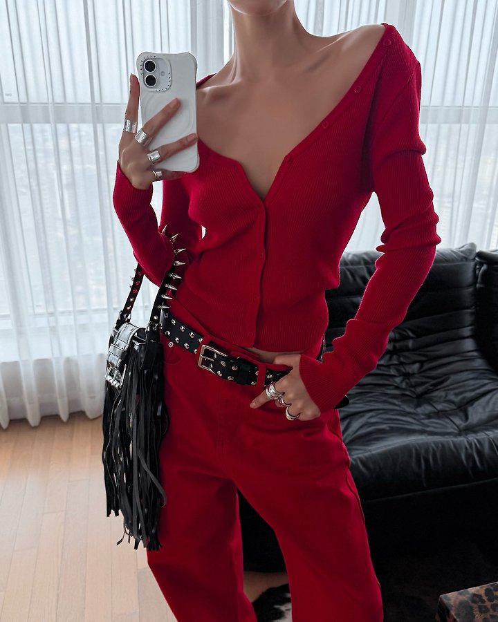 Paper Moon - Korean Women Fashion - #momslook - Off-Shoulder Rib Cardigan - 9