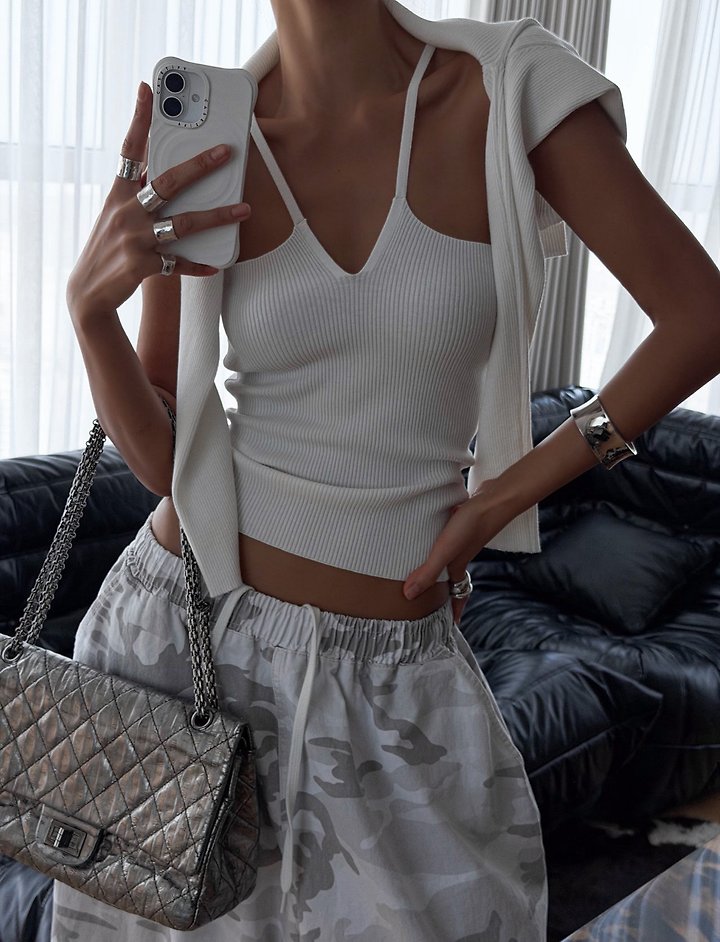 Paper Moon - Korean Women Fashion - #momslook - V - Line Strap Ribbed Knit Sleeveless Top - 7