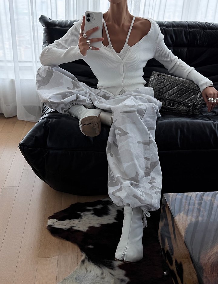 Paper Moon - Korean Women Fashion - #momslook - Camouflage Cotton Banded Maxi Wide Trousers - 5