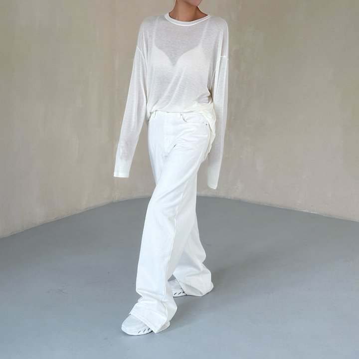 Paper Moon - Korean Women Fashion - #momslook - Classic Oversized Soft Modal Long Sleeved Tee - 5