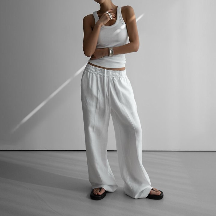Paper Moon - Korean Women Fashion - #momslook - Linen Drawstring Trousers