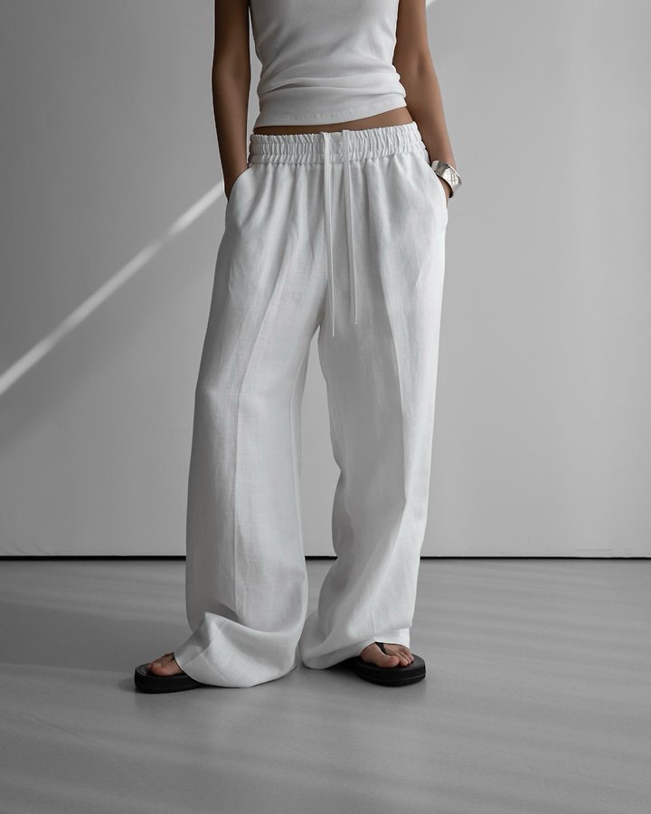 Paper Moon - Korean Women Fashion - #momslook - Linen Drawstring Trousers - 3