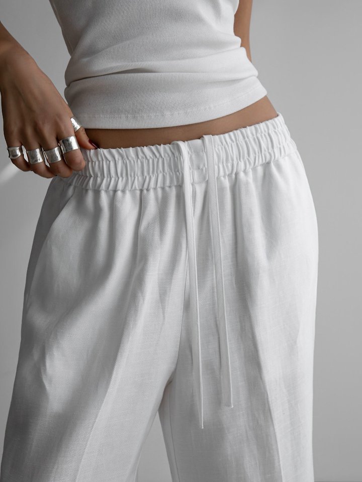 Paper Moon - Korean Women Fashion - #momslook - Linen Drawstring Trousers - 5