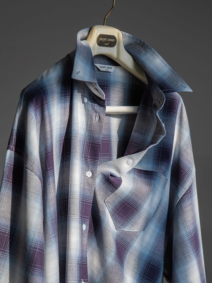 Paper Moon - Korean Women Fashion - #momslook - Oversized Plaid Check Button Down Shirt - 2