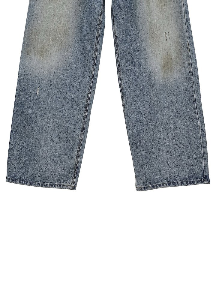 Paper Moon - Korean Women Fashion - #momslook - Dusty Mud Washed Wide Denim Trousers - 11