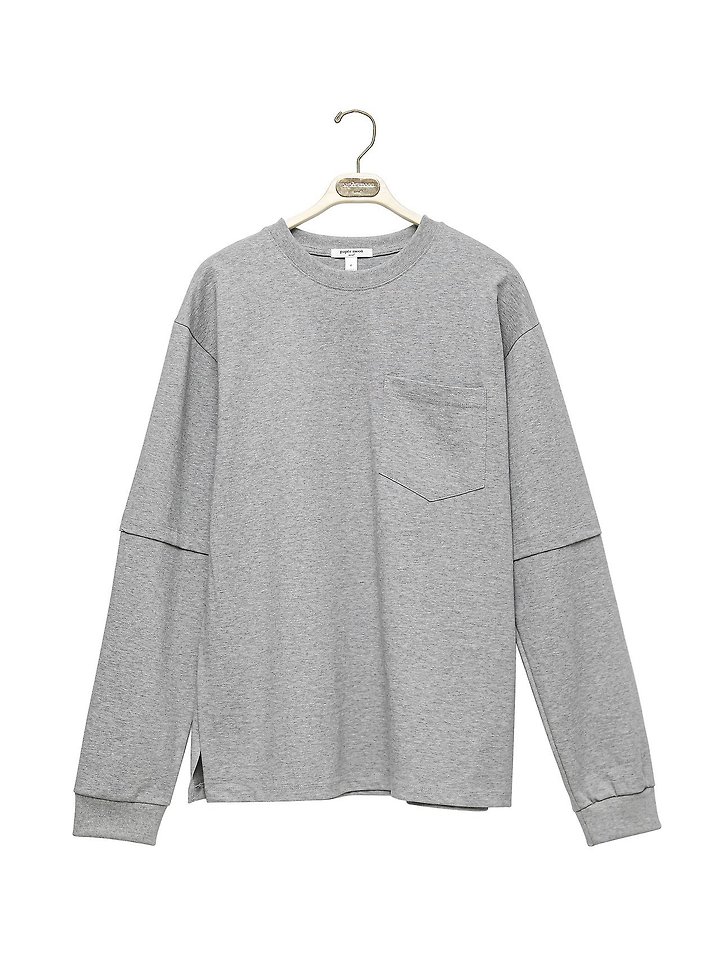 Paper Moon - Korean Women Fashion - #momslook - Layered Sleeve Side Slit Tee - 6
