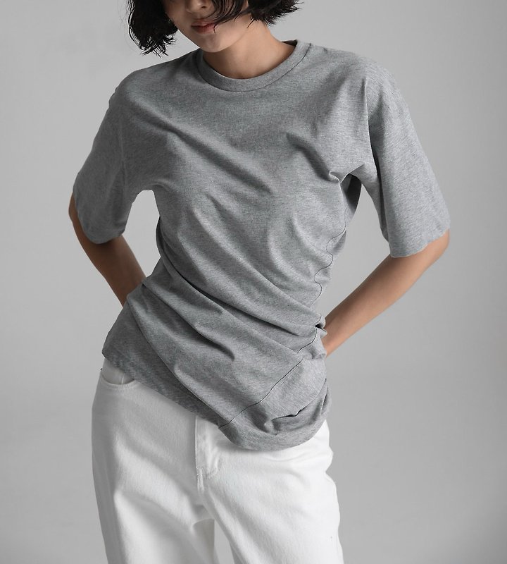 Paper Moon - Korean Women Fashion - #womensfashion - Twist Draped Side Line Detail Tee - 4