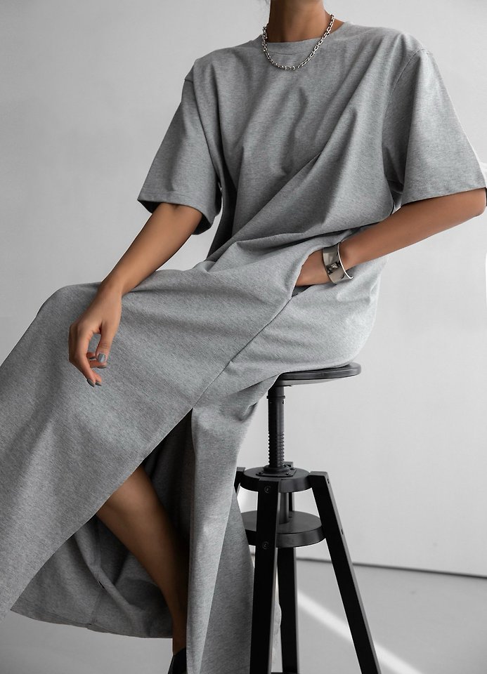 Paper Moon - Korean Women Fashion - #womensfashion - One Side Slit Detail Oversized Maxi Dress - 4