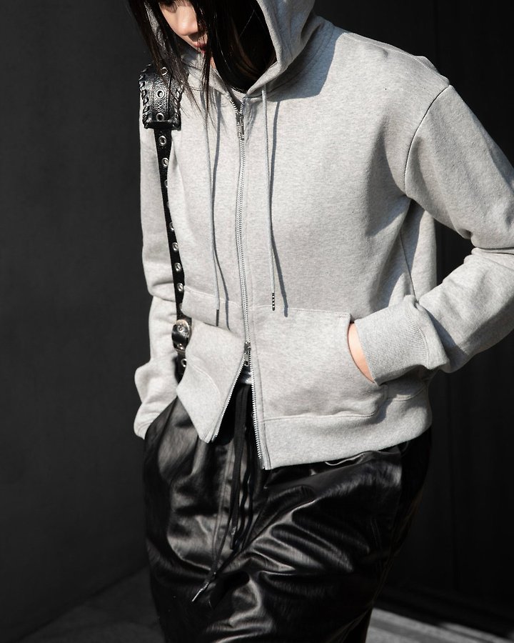 Paper Moon - Korean Women Fashion - #momslook - Classic Slim Fit Two Way Zipped Up Hoodie