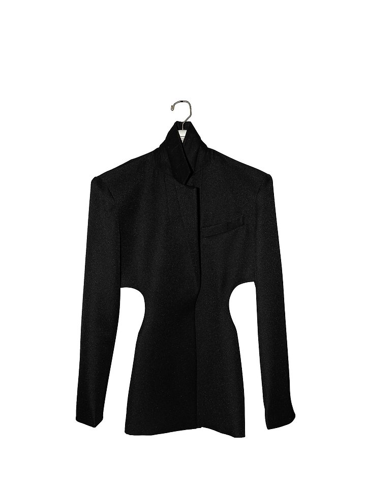 Paper Moon - Korean Women Fashion - #momslook - Squared Shoulder Cut Out Waist Detail Minimal Blazer - 11