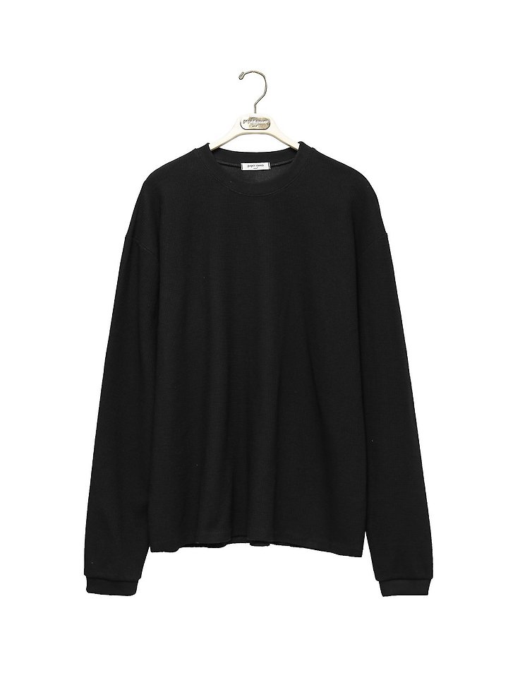 Paper Moon - Korean Women Fashion - #momslook - Waffle Fabric Oversized Long Sleeved Tee - 5