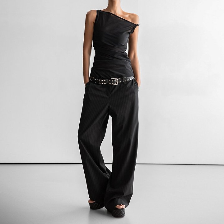 Paper Moon - Korean Women Fashion - #momslook - Side Shirred Detail Mesh Sleeveless Top - 2