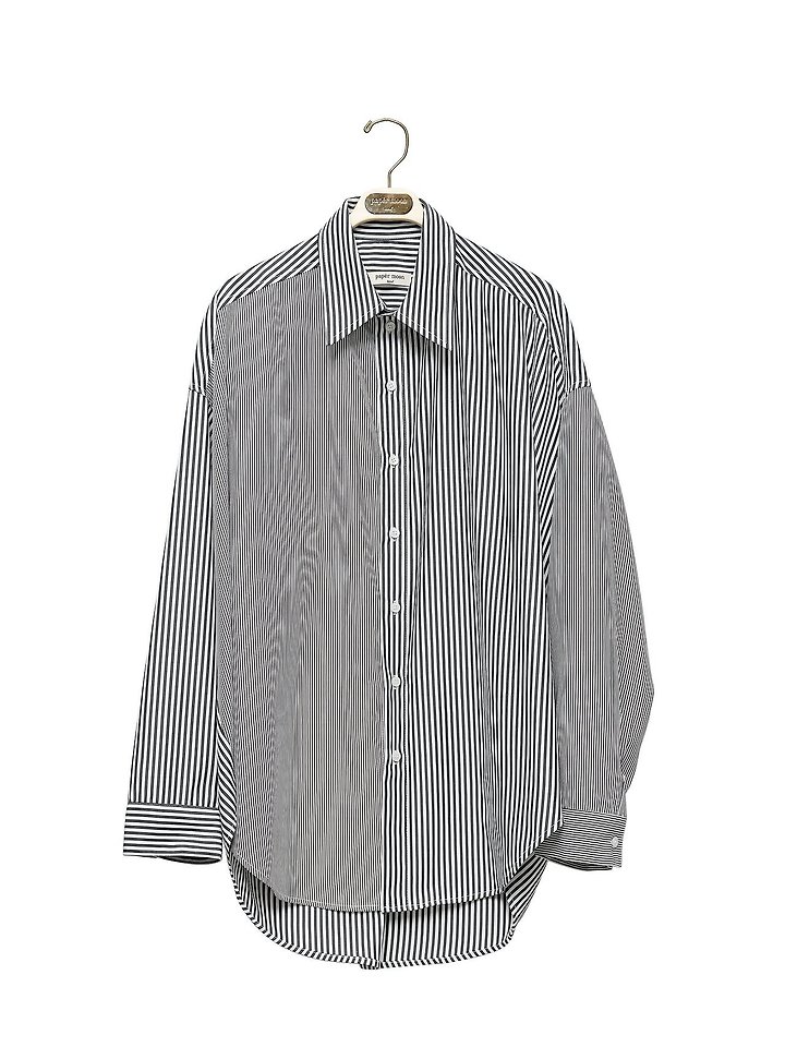 Paper Moon - Korean Women Fashion - #momslook - Oversized Striped Combi Button Down Shirt - 5