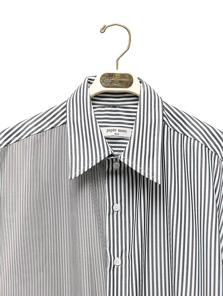 Paper Moon - Korean Women Fashion - #momslook - Oversized Striped Combi Button Down Shirt - 7