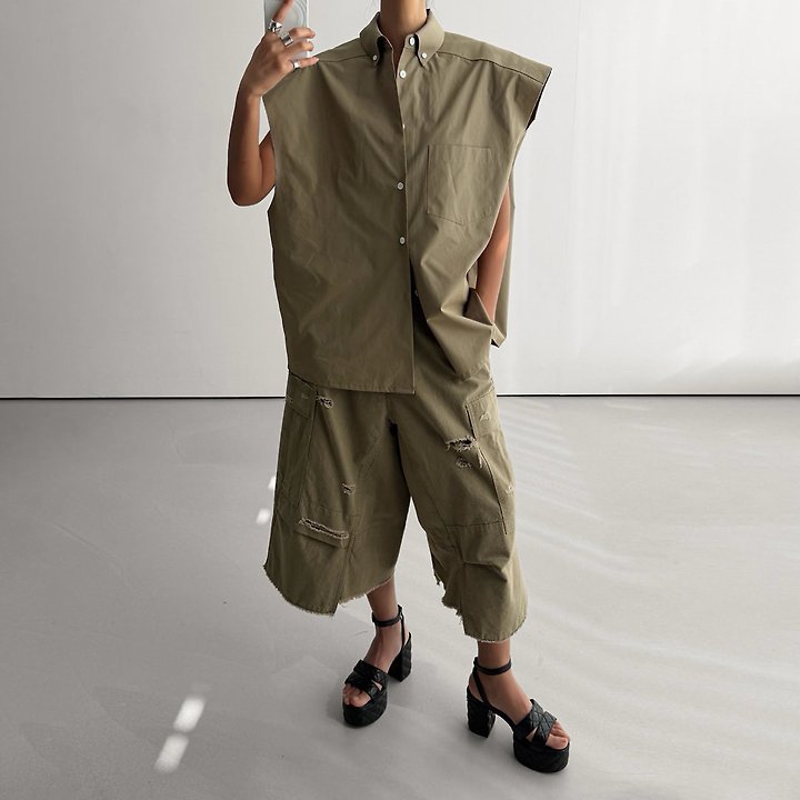 Paper Moon - Korean Women Fashion - #momslook - Vintage Cut-Off Bermuda Pants - 2
