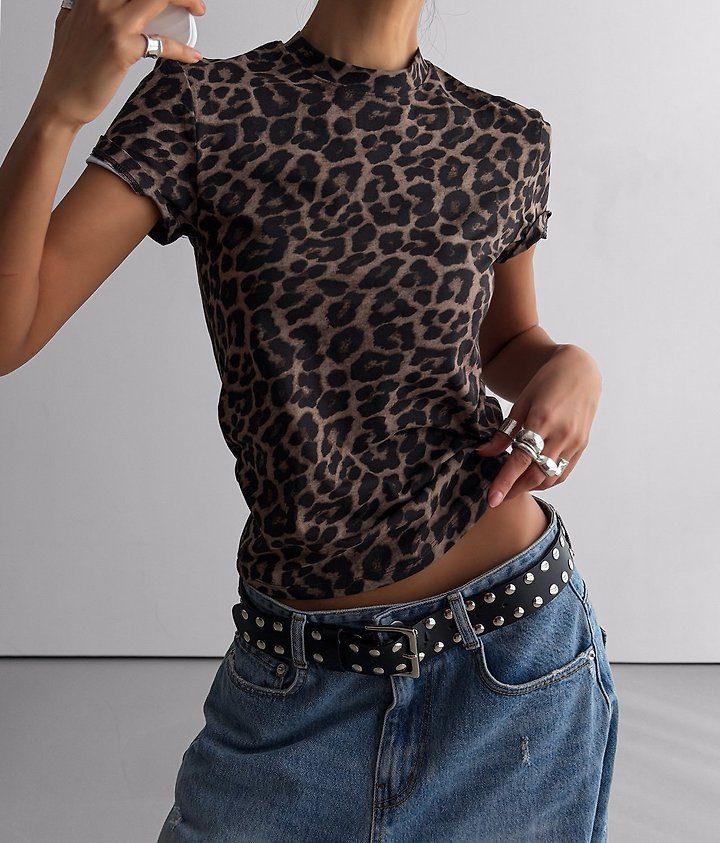 Paper Moon - Korean Women Fashion - #momslook - Slim-Fit Leopard Print Tee - 6