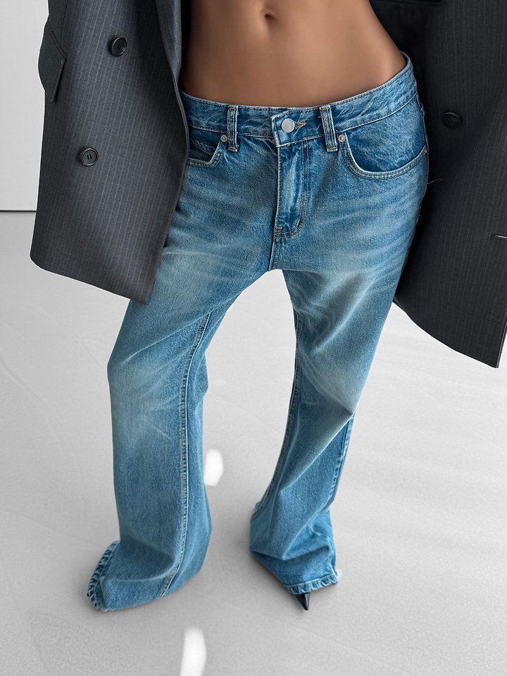 Paper Moon - Korean Women Fashion - #momslook - Classic Flared Denim Blue Jeans