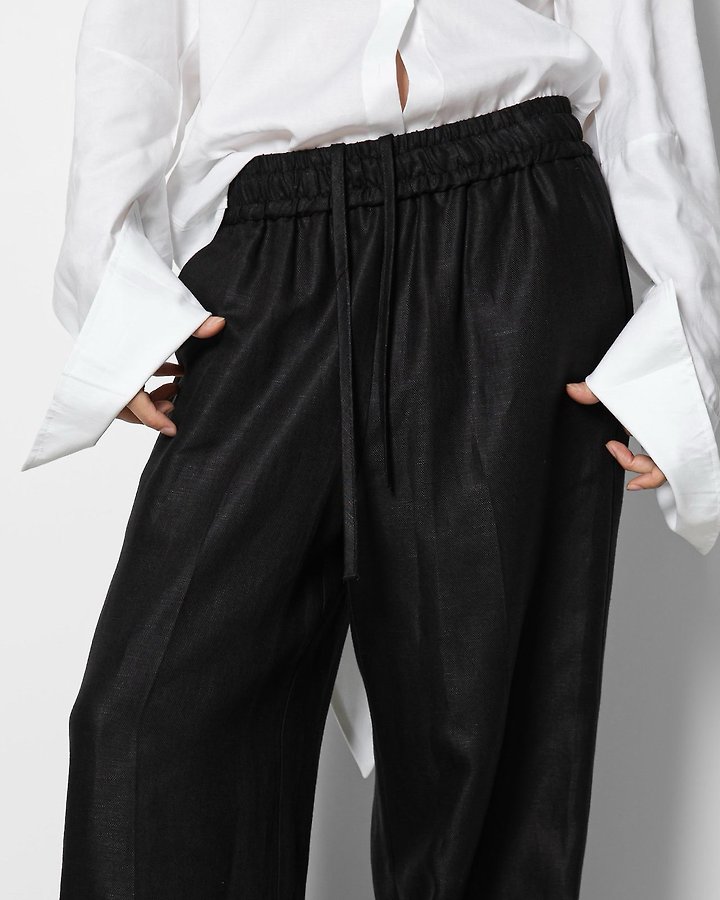 Paper Moon - Korean Women Fashion - #momslook - Linen Drawstring Trousers