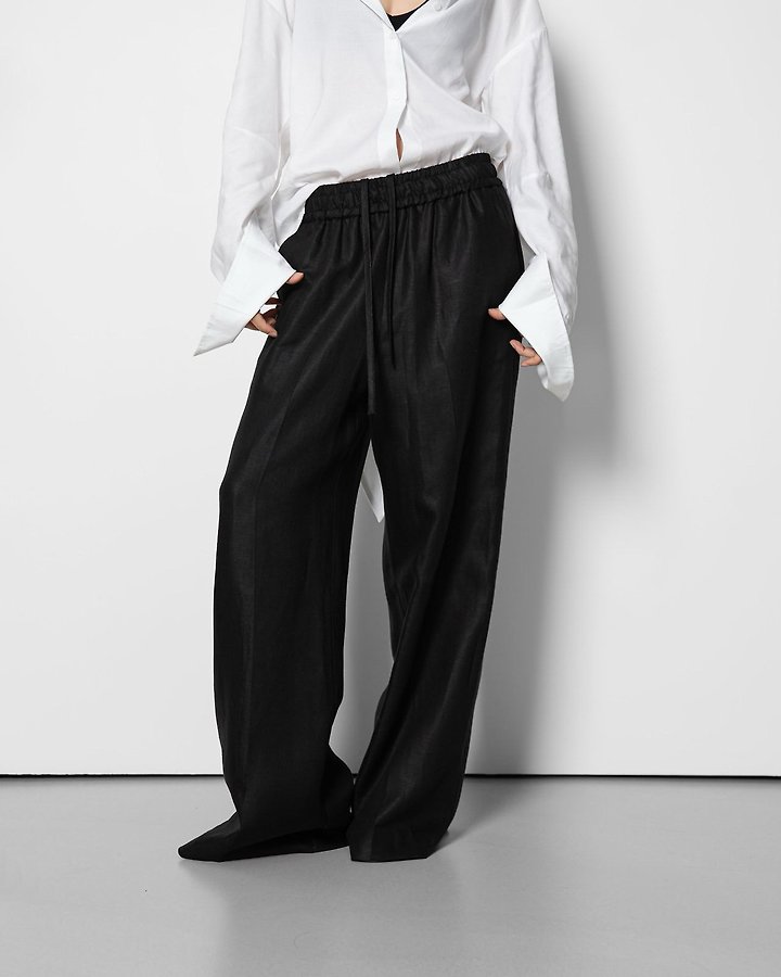 Paper Moon - Korean Women Fashion - #momslook - Linen Drawstring Trousers - 2