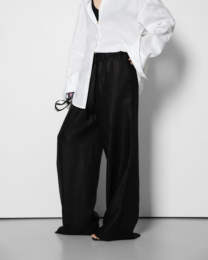 Paper Moon - Korean Women Fashion - #momslook - Linen Drawstring Trousers - 3