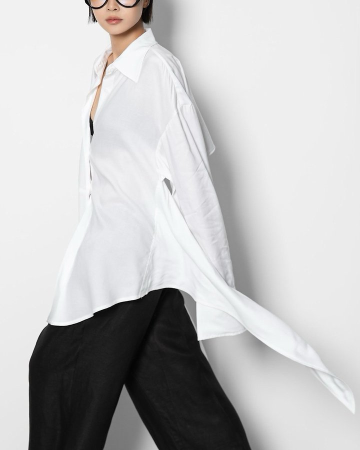 Paper Moon - Korean Women Fashion - #momslook - Back Cut-Out Knot Shirt