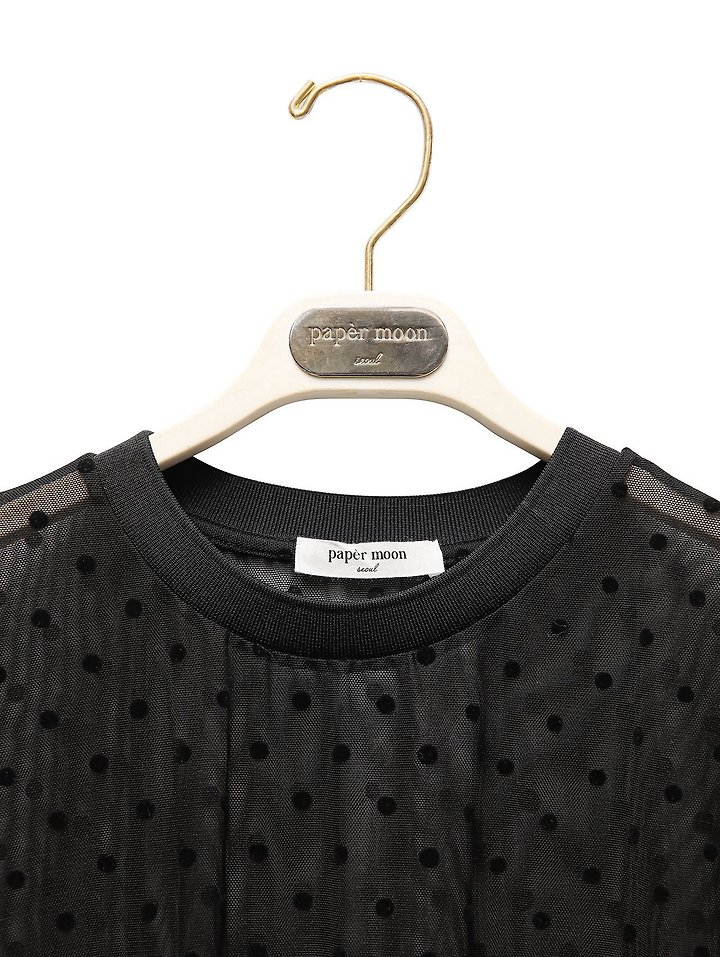 Paper Moon - Korean Women Fashion - #momslook - Dot Mesh Sheer Oversized Tee - 11