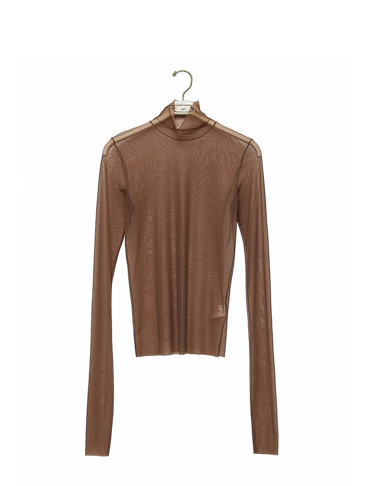 Paper Moon - Korean Women Fashion - #momslook - Mesh Sheer Turtleneck Long Sleeves Tee - 5