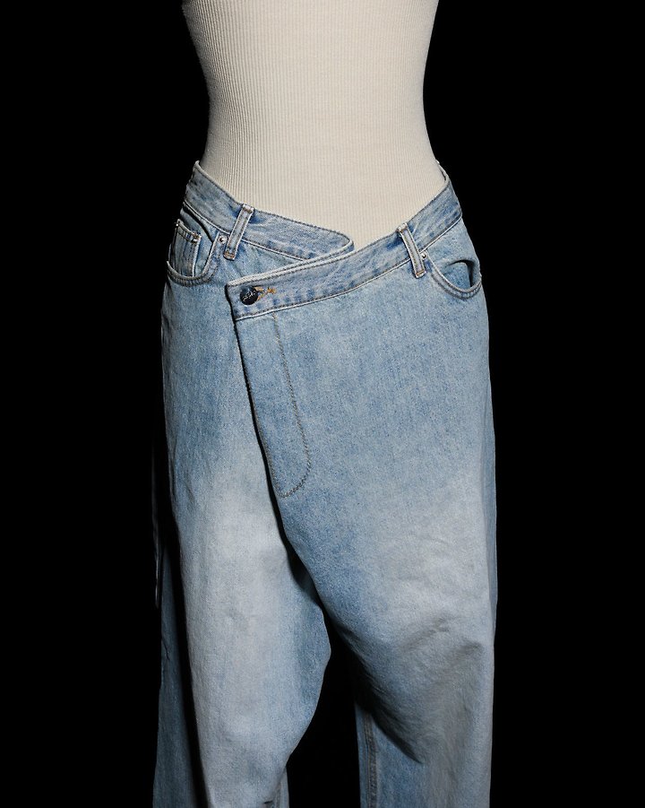 Paper Moon - Korean Women Fashion - #pursuepretty - Wrap Detail Wide Denim Jeans - 2