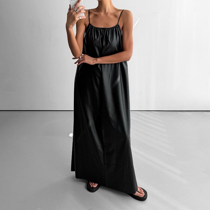 Paper Moon - Korean Women Fashion - #pursuepretty - Vegan Strap Shirred Maxi Dress - 3