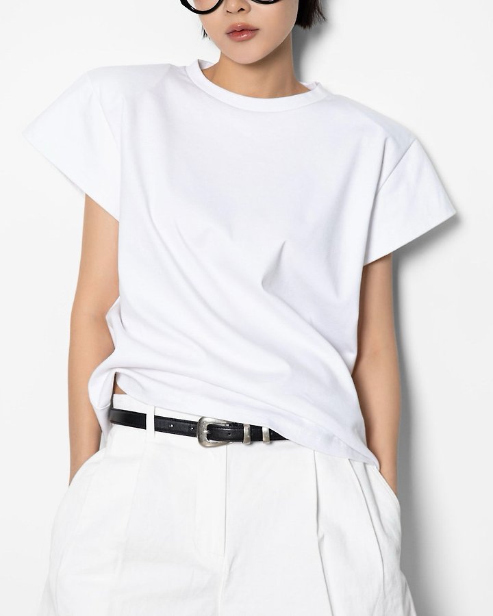 Paper Moon - Korean Women Fashion - #pursuepretty - Padded Shoulder Wing Sleeves Tee