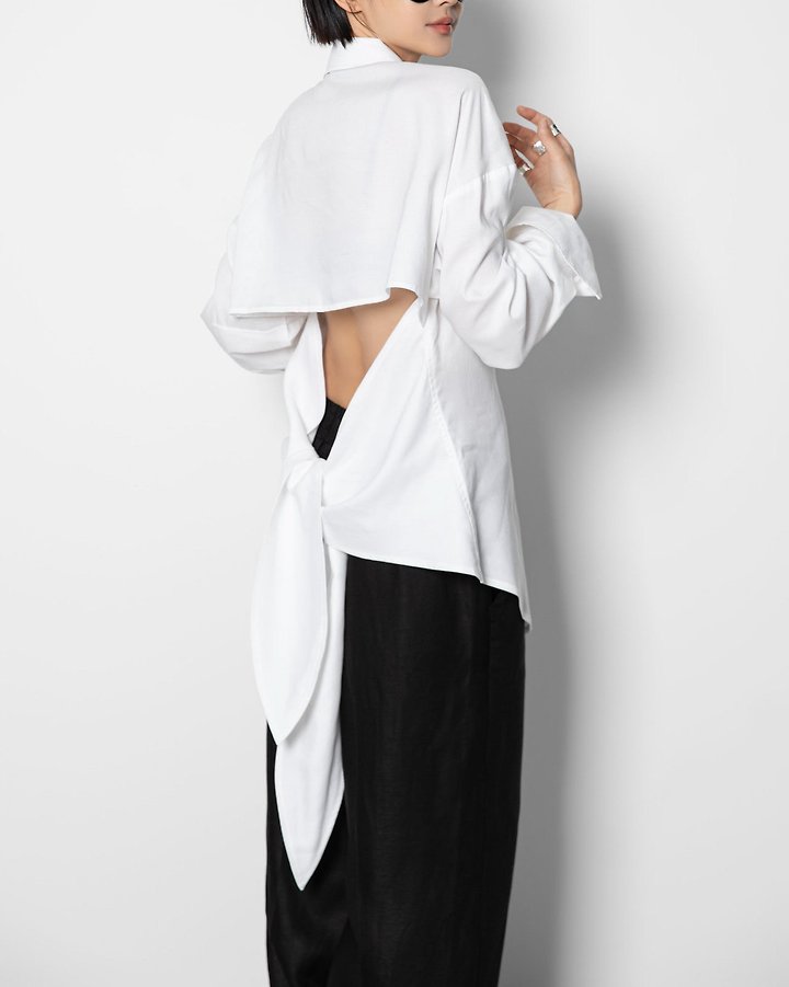 Paper Moon - Korean Women Fashion - #pursuepretty - Back Cut-Out Knot Shirt - 6