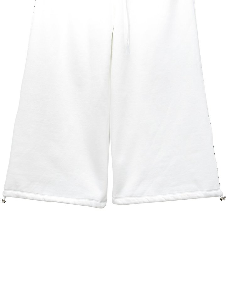 Paper Moon - Korean Women Fashion - #restrostyle - Oversized Eyelet Line Detail Sweat Wide Trousers - 11