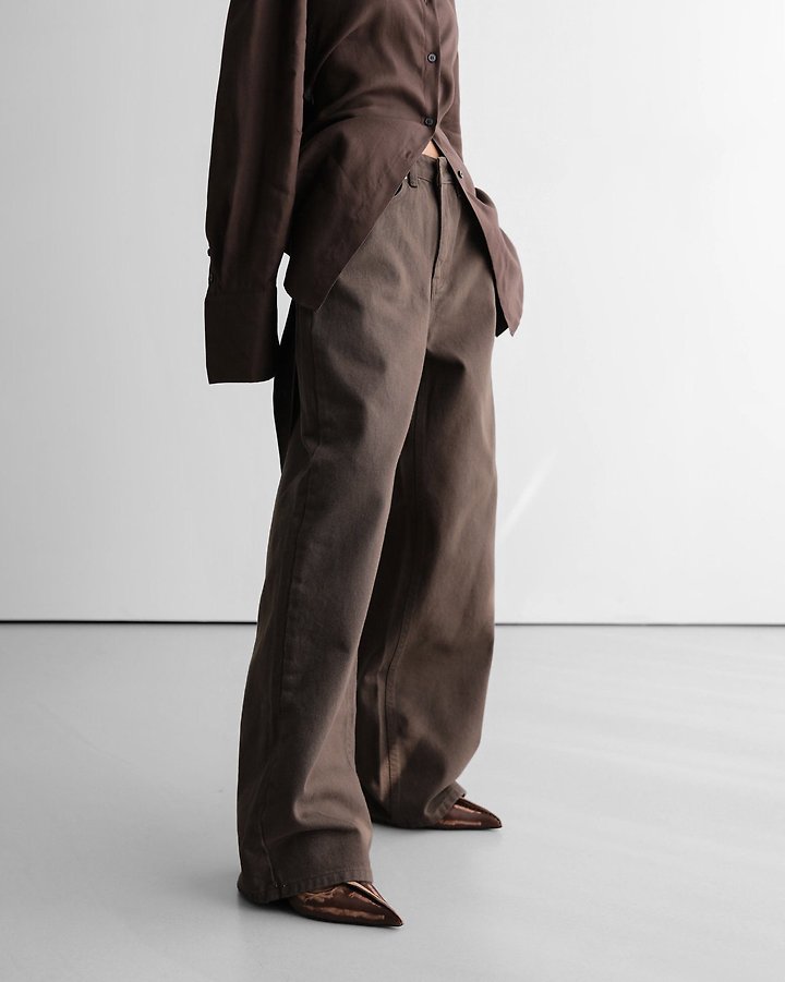 Paper Moon - Korean Women Fashion - #restrostyle - Color Point Wide Cotton Twill Trousers