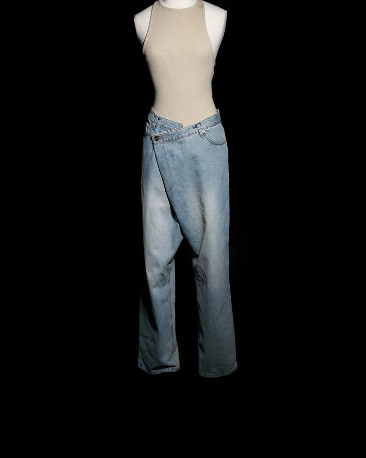 Paper Moon - Korean Women Fashion - #restrostyle - Wrap Detail Wide Denim Jeans - 3