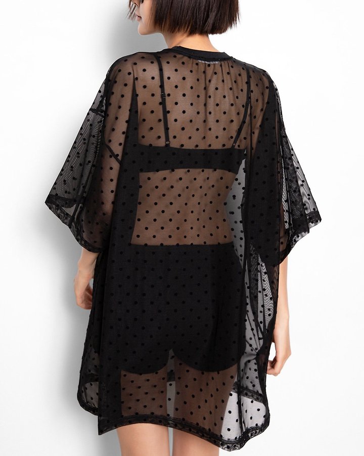 Paper Moon - Korean Women Fashion - #restrostyle - Dot Mesh Sheer Oversized Tee - 6