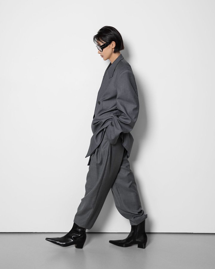 Paper Moon - Korean Women Fashion - #romanticstyle - Double Pintuck Detail Wool Baggy Slacks - 6
