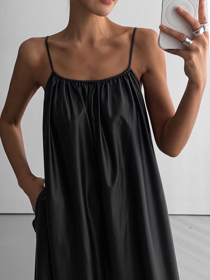 Paper Moon - Korean Women Fashion - #romanticstyle - Vegan Strap Shirred Maxi Dress - 5