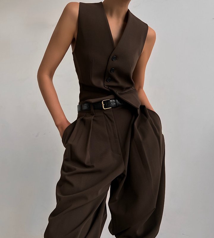 Paper Moon - Korean Women Fashion - #romanticstyle - Five Button Down Tailored Suit Vest - 2