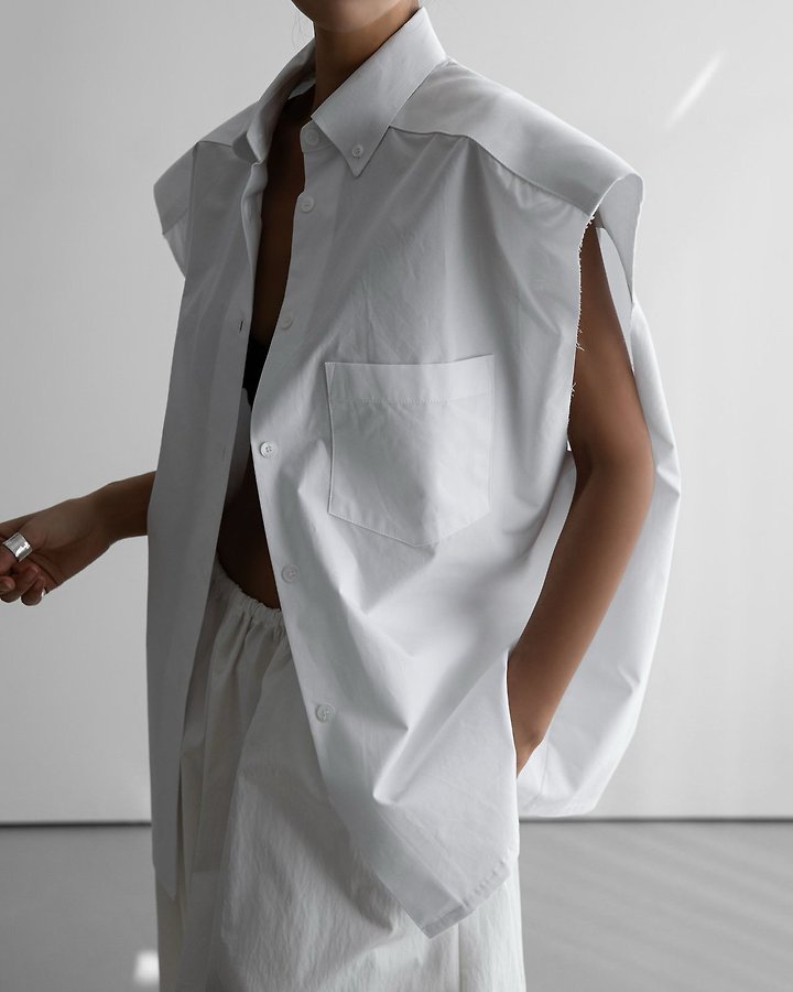 Paper Moon - Korean Women Fashion - #shopsmall - Oversized Square Sleeveless Shirt - 6
