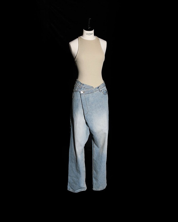 Paper Moon - Korean Women Fashion - #shopsmall - Wrap Detail Wide Denim Jeans - 5