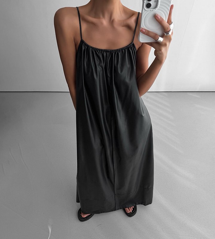 Paper Moon - Korean Women Fashion - #shopsmall - Vegan Strap Shirred Maxi Dress - 6